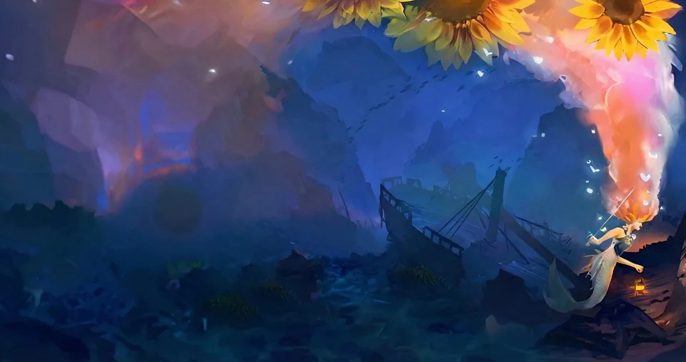 Illustrated landscape from Spark Under Water